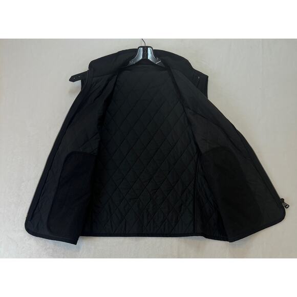 Hugo Boss Vest Mens 46R Black Herringbone Quilted Logo Zip Pockets Lined - Picture 11 of 16